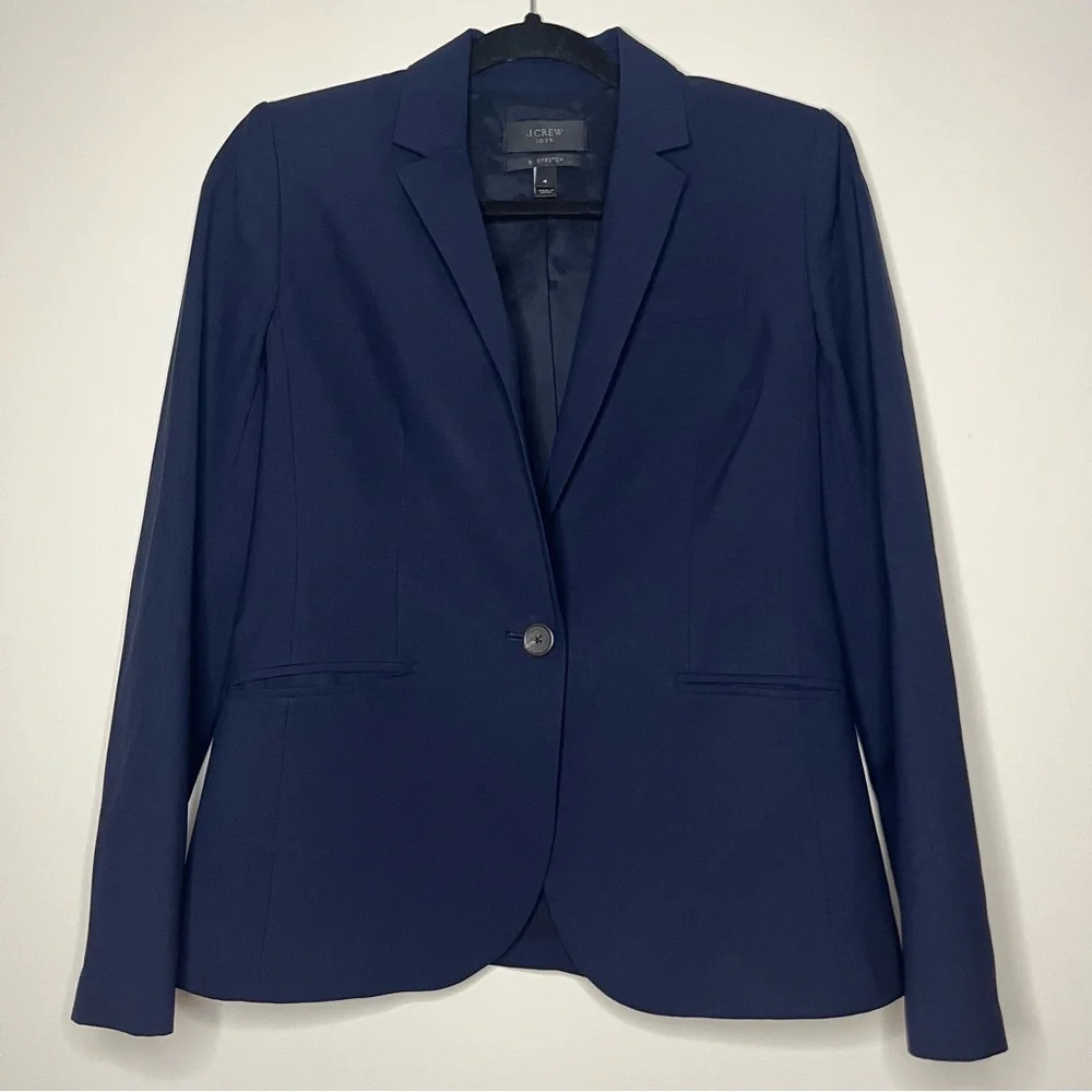 J. CREW Campbell Italian Wool Navy Bi Stretch 1035 Business Professional Blazer